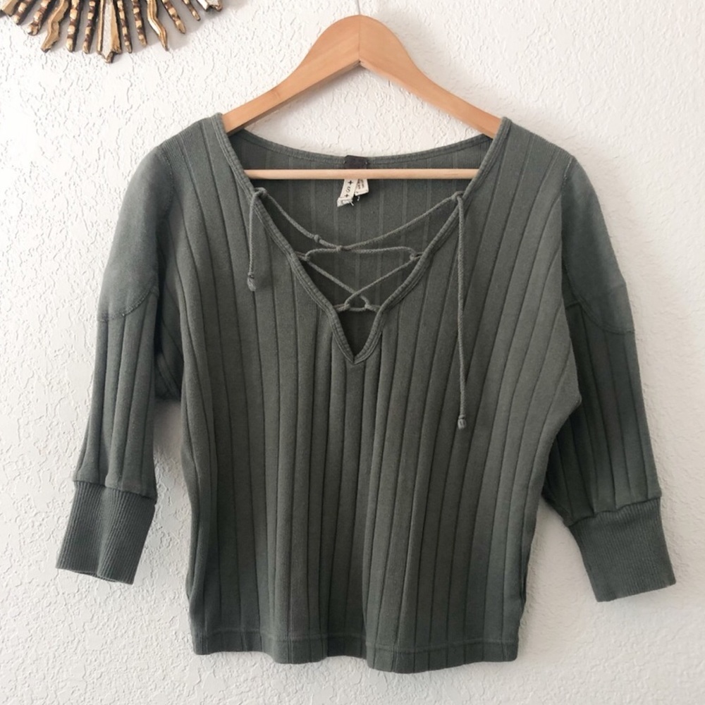 Free People Cross Front Sweatshirt - Picture 1 of 6